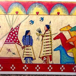 Beautiful signed print of “Lakota Courtship Love Ponys”